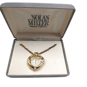 Nolan Miller Glamour Collection Heart Shaped Pendant Watch Rhinestones READ ME
